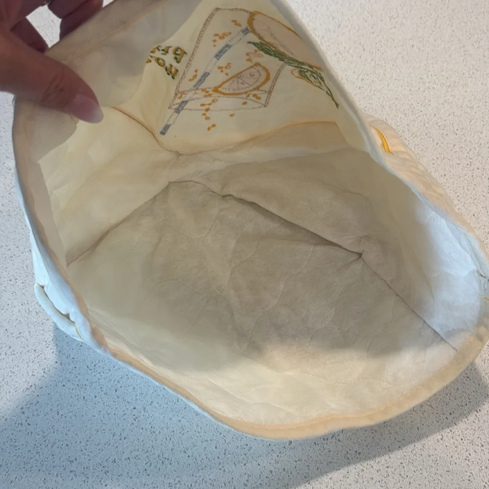 Embroidered Kitchen Appliance Cover Lemonade White and Yellow vintage